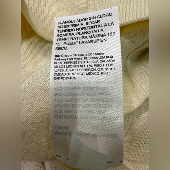 Chico’s Pleated Long Sleeve Sweater Cream Size 1 (Medium) - Picture 8 of 11